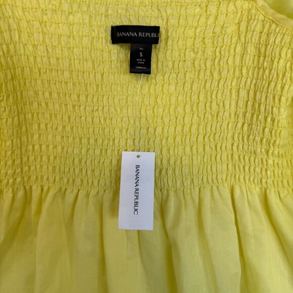 Banana Republic Yellow Ramie Gauze Twist Front Long Ballon Sleeve Peplum Blouse - Picture 12 of 17